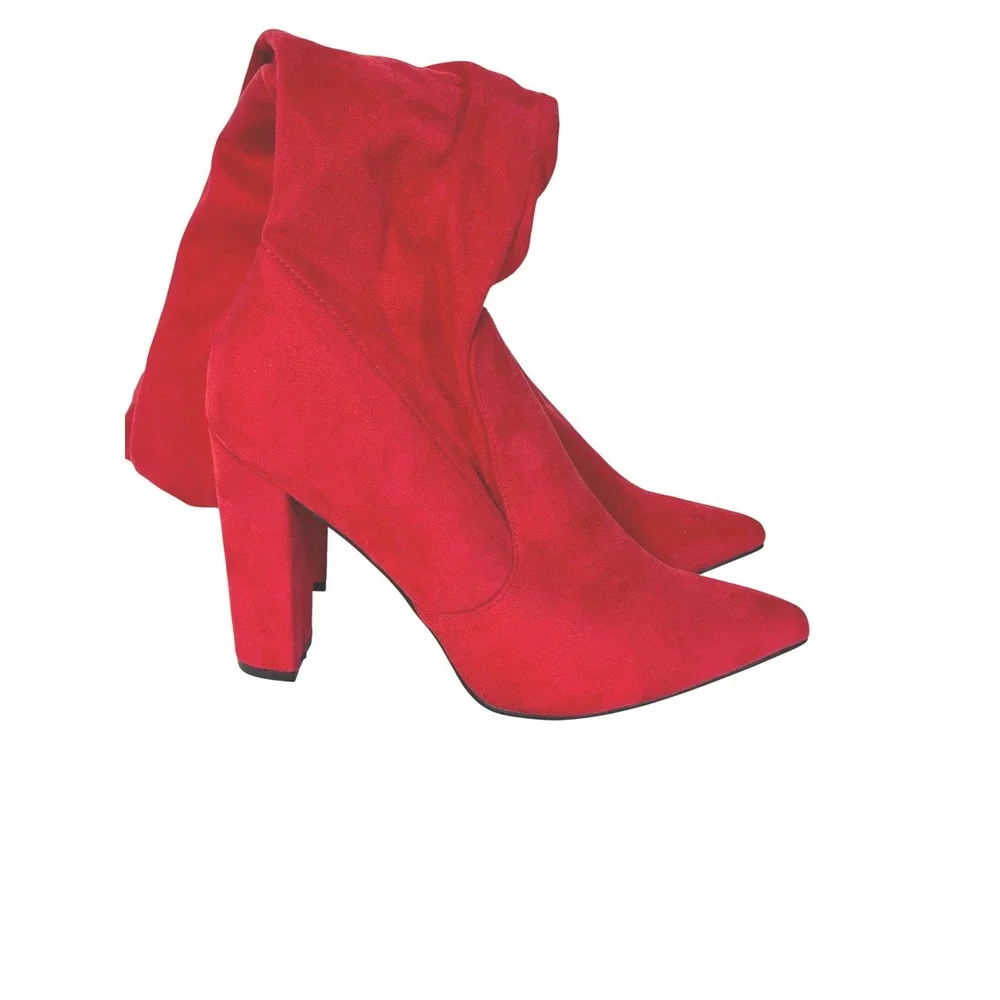Red Over Knee Thigh High Pull On Boots 24